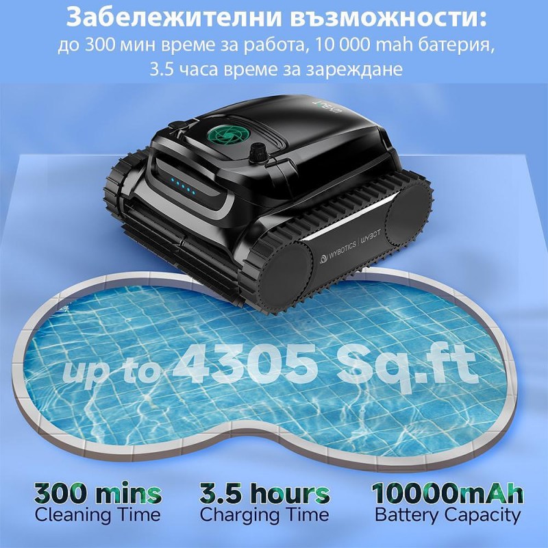 Безкабелен робот за басейни Wybot M1, Двойна филтрация